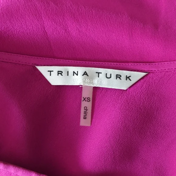 TRINA TURK LATANA ONE SHOULDER RUFFLED SILK BLOUSE - Picture 7 of 7